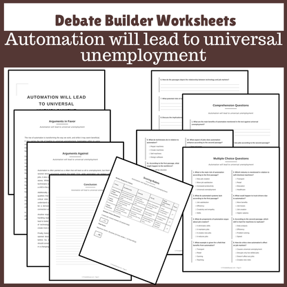 Automation will lead to universal unemployment | Favour and Against Worksheet Printable Activity