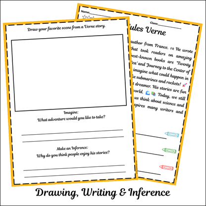 Jules Verne | Short Reading Comprehension Creative Worksheet