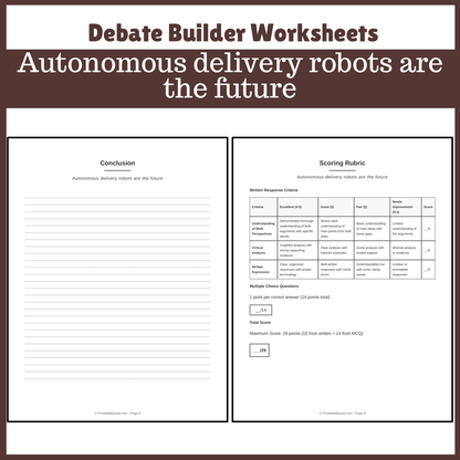 Autonomous delivery robots are the future | Favour and Against Worksheet Printable Activity