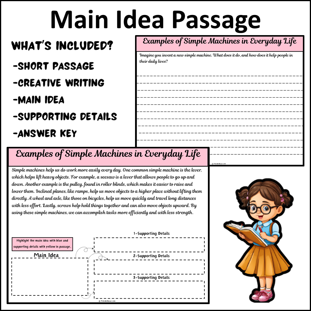 Examples of Simple Machines in Everyday Life | Main Idea and Supporting Details Reading Passage and Questions