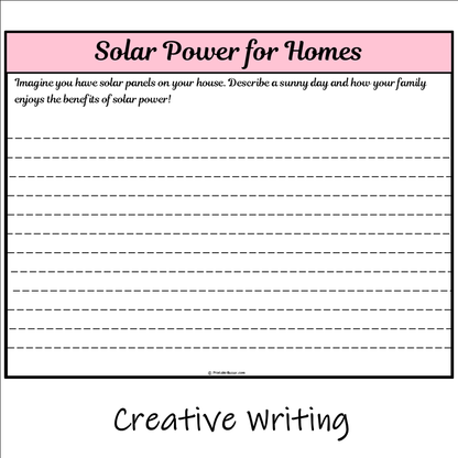 Solar Power for Homes | Main Idea and Supporting Details Reading Passage and Questions