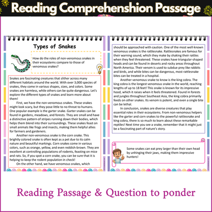 Types of Snakes | Reading Comprehension Passage and Questions