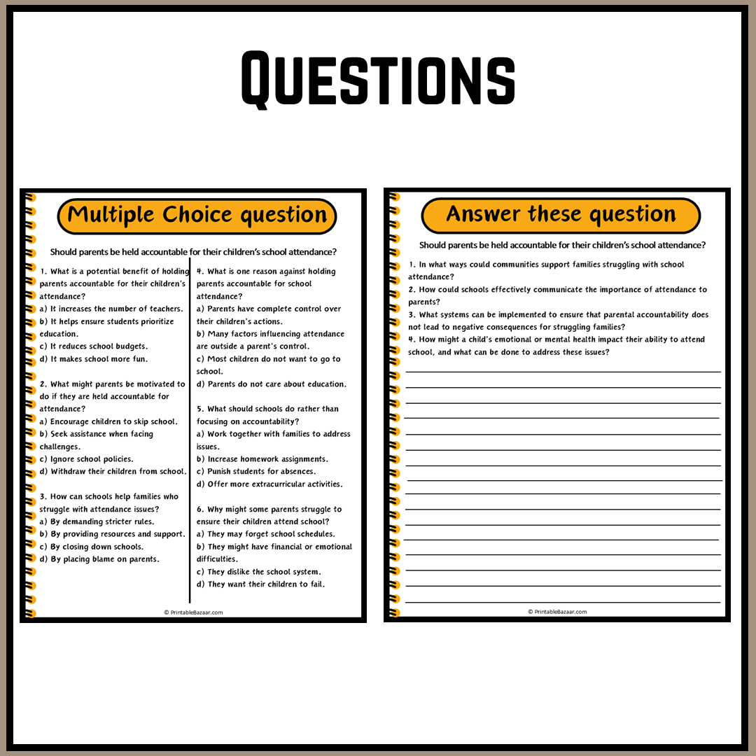 Should parents be held accountable for their children’s school attendance? | Debate Case Study Worksheet