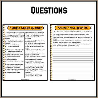 Should parents be held accountable for their children’s school attendance? | Debate Case Study Worksheet