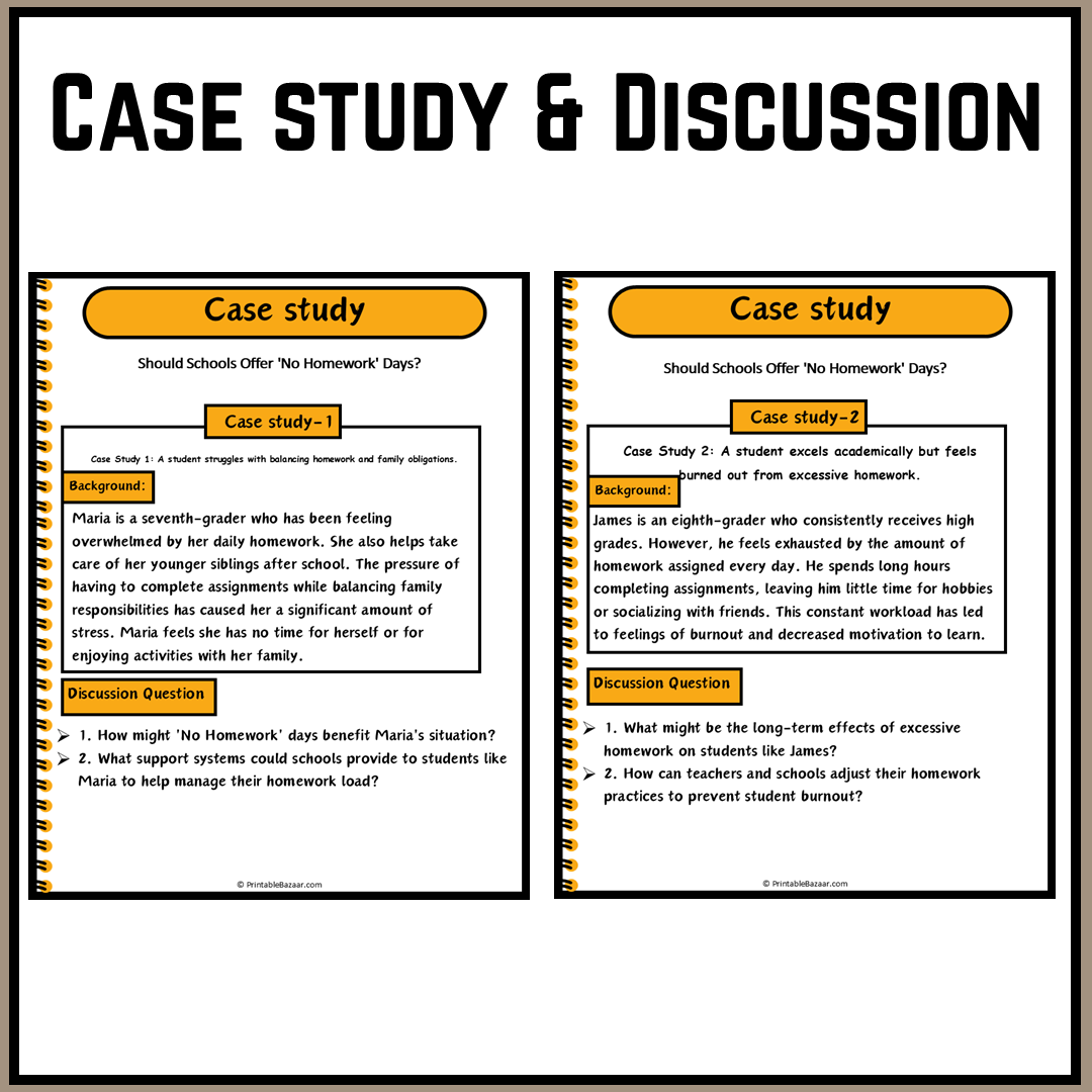 Should Schools Offer 'No Homework' Days? | Debate Case Study Worksheet