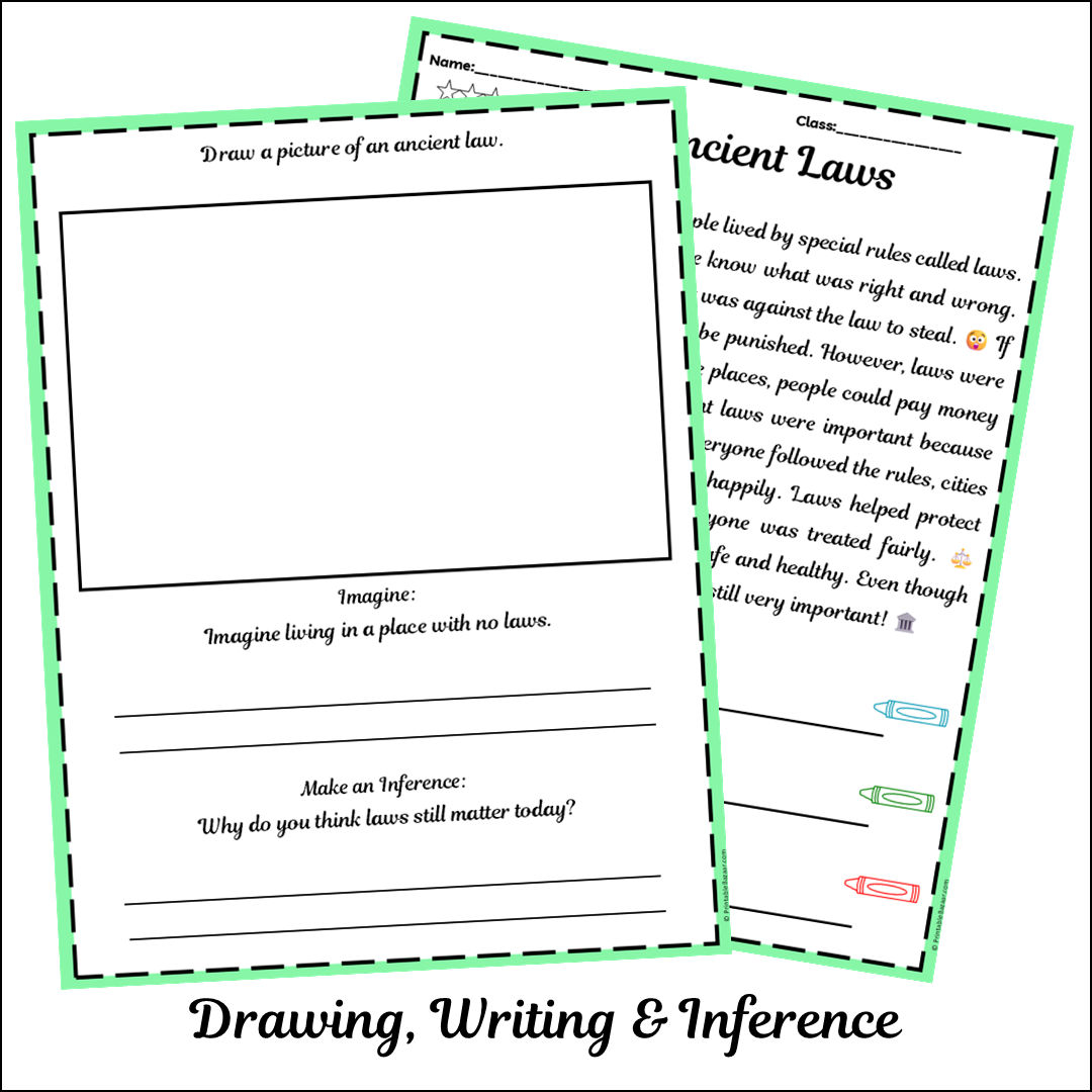 Ancient Laws | Short Reading Comprehension Creative Worksheet