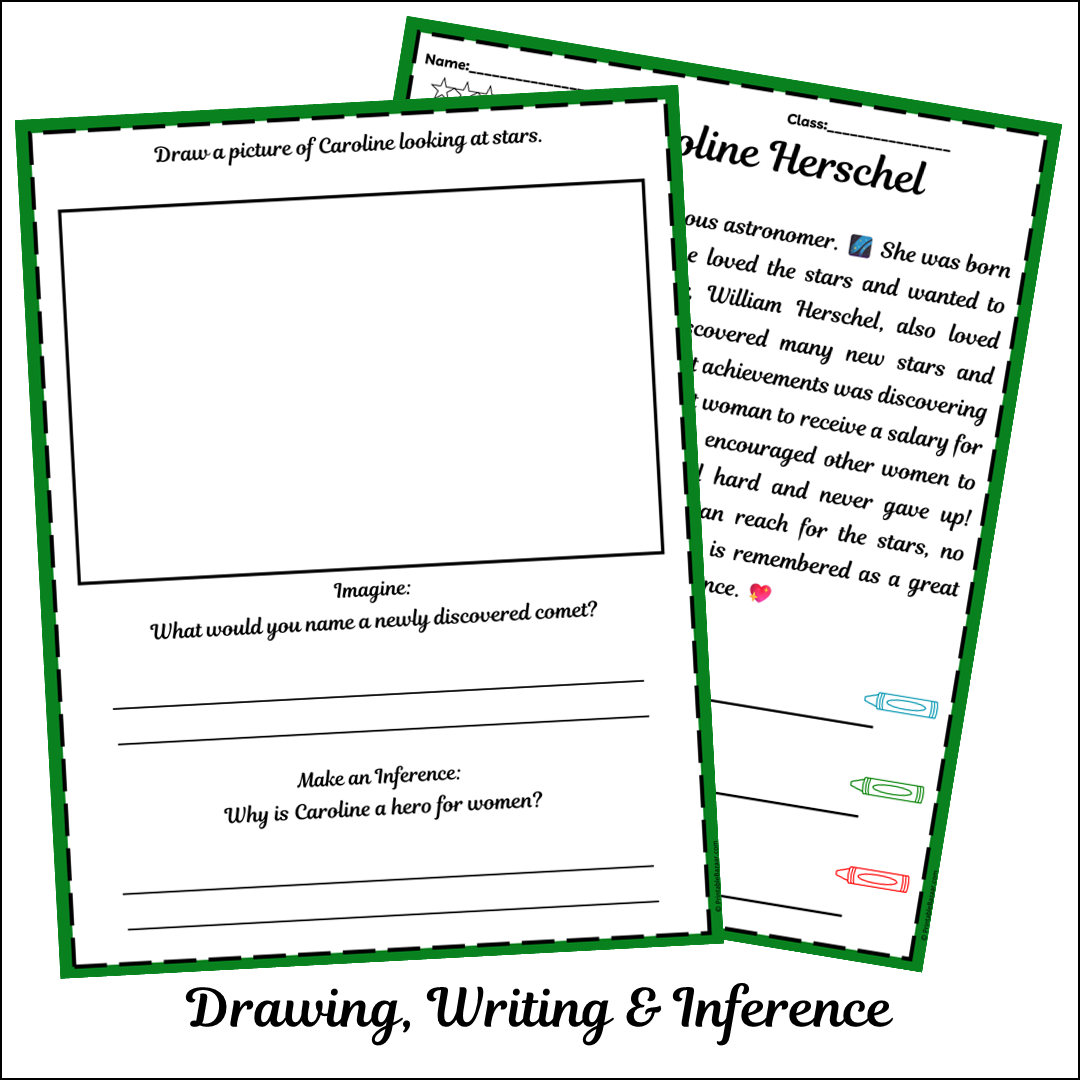 Caroline Herschel | Short Reading Comprehension Creative Worksheet