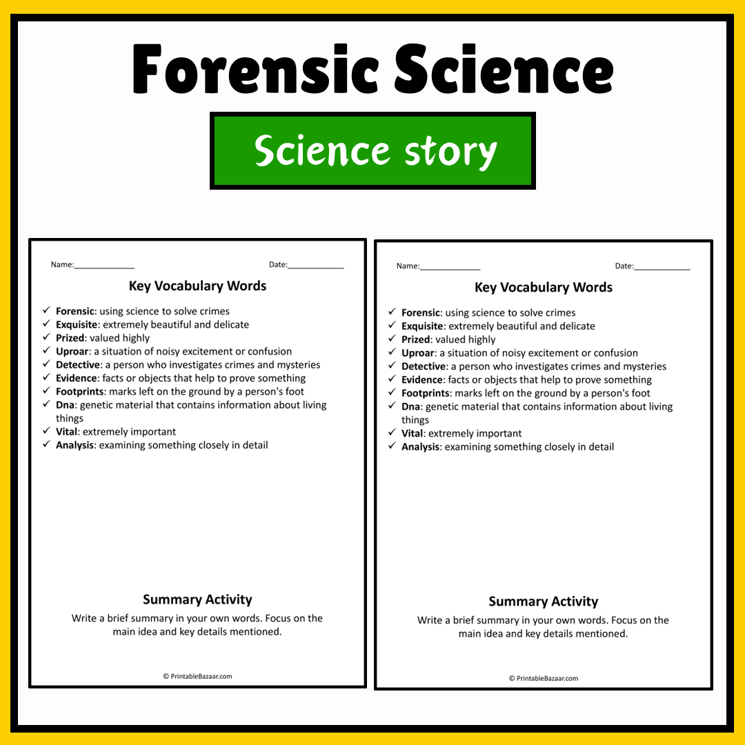 Forensic Science | Science Story Reading Comprehension Activity