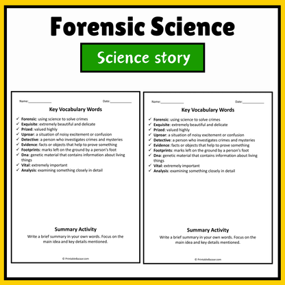 Forensic Science | Science Story Reading Comprehension Activity