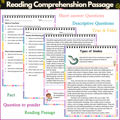 Types of Snakes | Reading Comprehension Passage and Questions