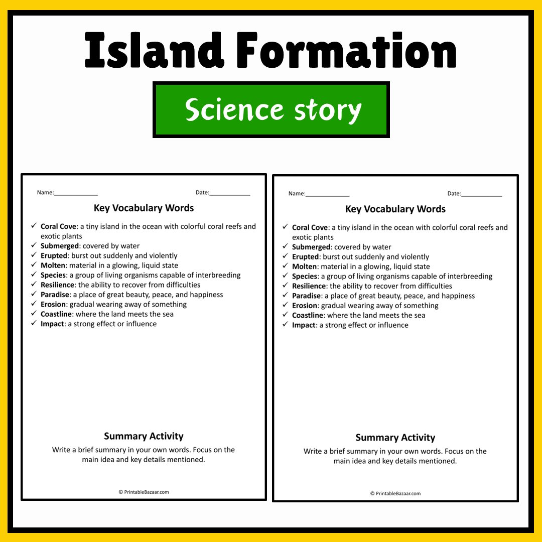 Island Formation | Science Story Reading Comprehension Activity