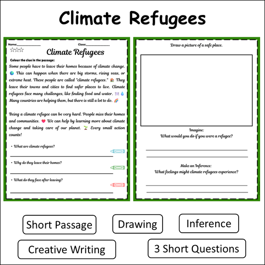 Climate Refugees | Short Reading Comprehension Creative Worksheet