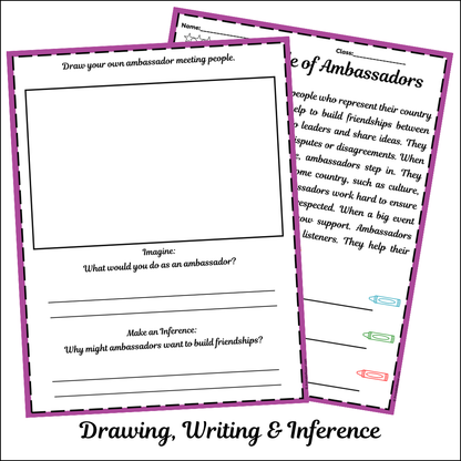 The Role of Ambassadors | Short Reading Comprehension Creative Worksheet