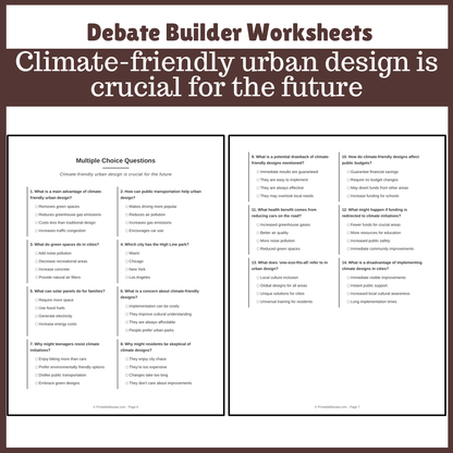 Climate-friendly urban design is crucial for the future | Favour and Against Worksheet Printable Activity