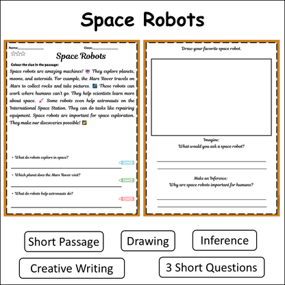 Space Robots | Short Reading Comprehension Creative Worksheet