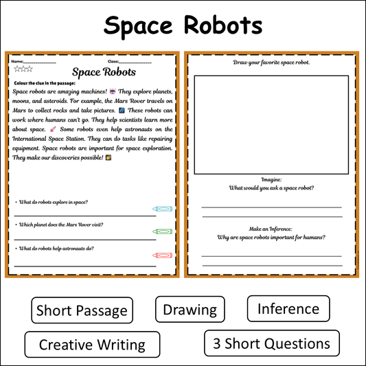 Space Robots | Short Reading Comprehension Creative Worksheet