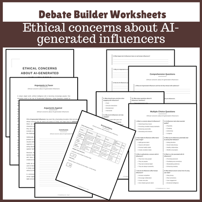Ethical concerns about AI-generated influencers | Favour and Against Worksheet Printable Activity