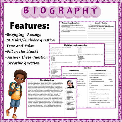 Albert Schweitzer | Biography Reading Comprehension and Questions Worksheet