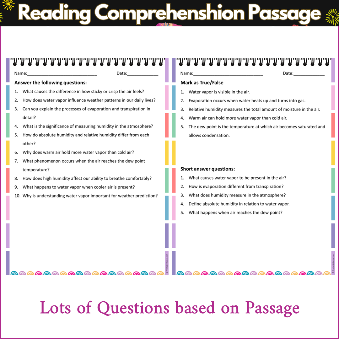 Water Vapor and Humidity | Reading Comprehension Passage and Questions