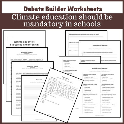 Climate education should be mandatory in schools | Favour and Against Worksheet Printable Activity