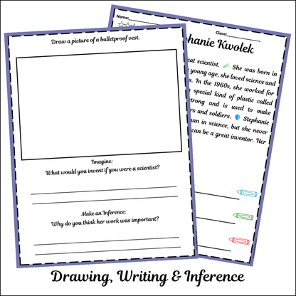 Stephanie Kwolek | Short Reading Comprehension Creative Worksheet