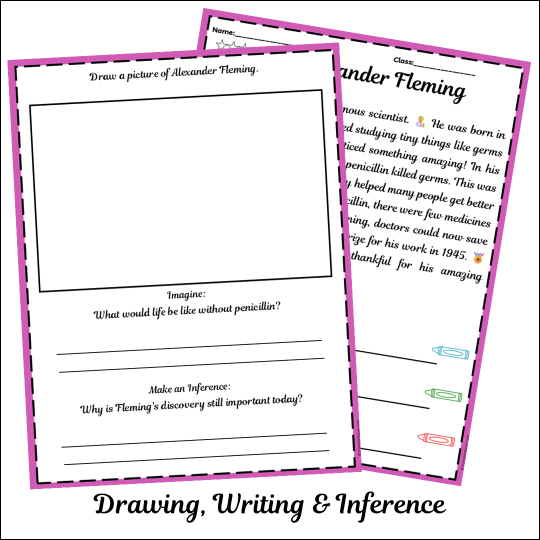Alexander Fleming | Short Reading Comprehension Creative Worksheet