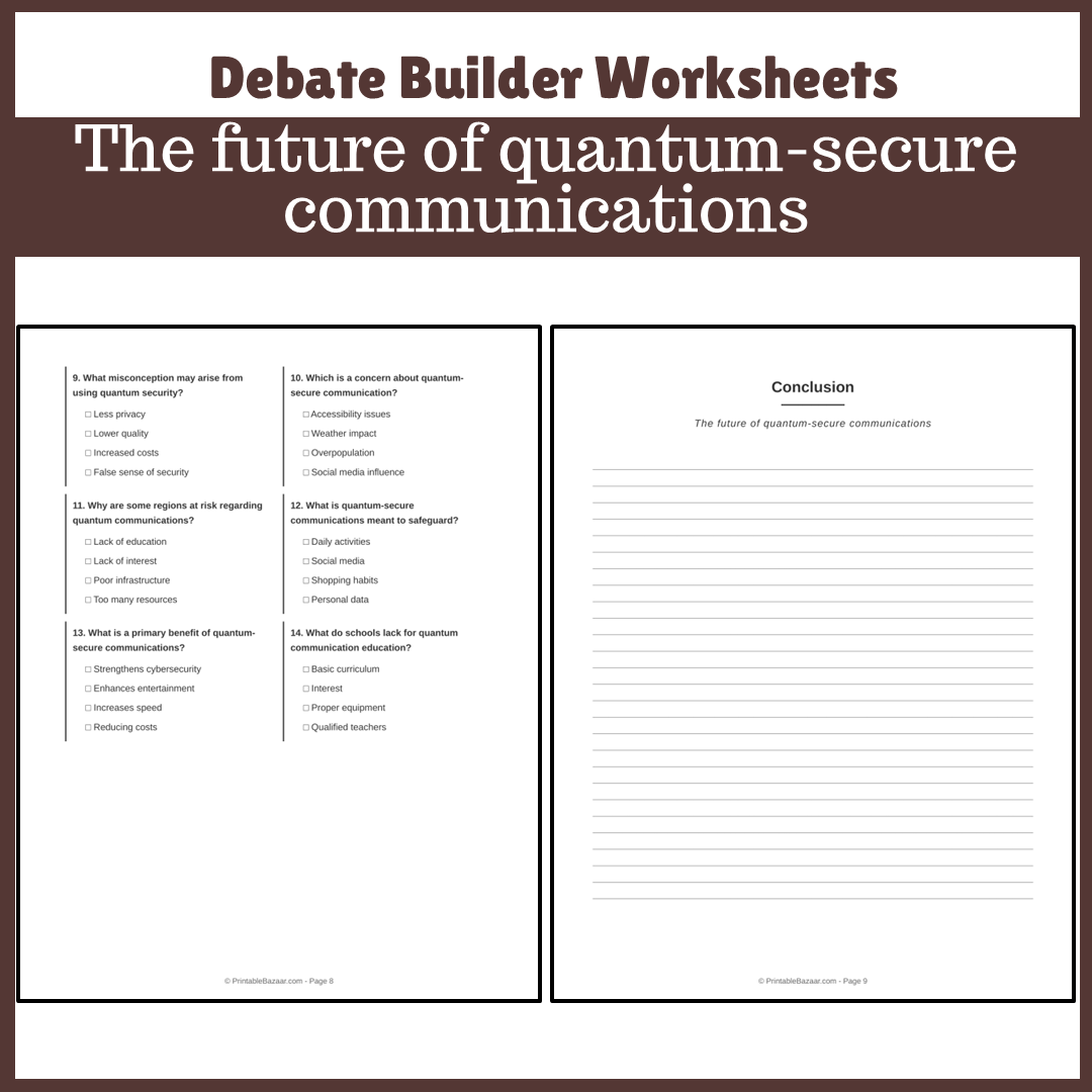 The future of quantum-secure communications | Favour and Against Worksheet Printable Activity