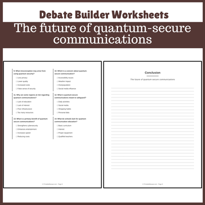 The future of quantum-secure communications | Favour and Against Worksheet Printable Activity