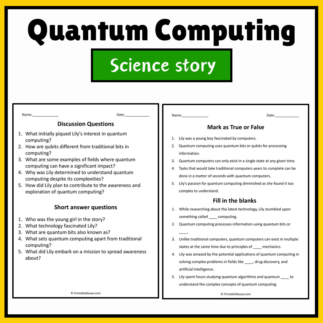 Quantum Computing | Science Story Reading Comprehension Activity