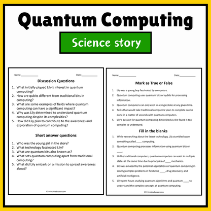 Quantum Computing | Science Story Reading Comprehension Activity