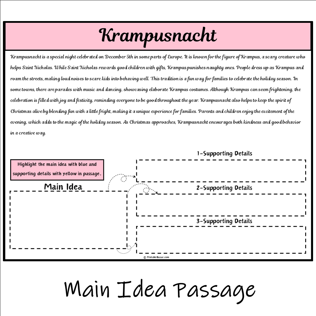 Krampusnacht | Main Idea and Supporting Details Reading Passage and Questions