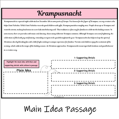 Krampusnacht | Main Idea and Supporting Details Reading Passage and Questions