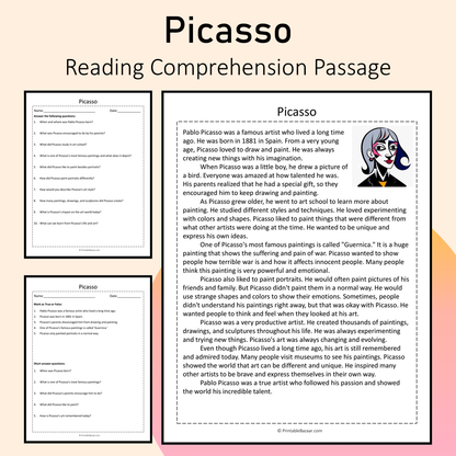 Picasso | Reading Comprehension Passage Printable Activity