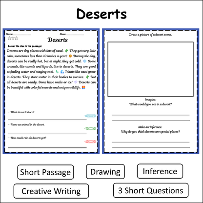 Deserts | Short Reading Comprehension Creative Worksheet
