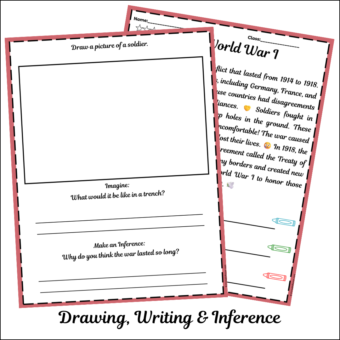 World War I | Short Reading Comprehension Creative Worksheet