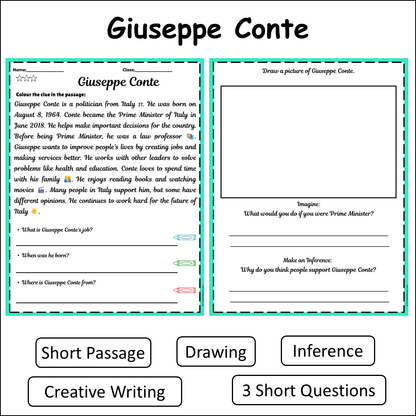 Giuseppe Conte | Short Reading Comprehension Creative Worksheet