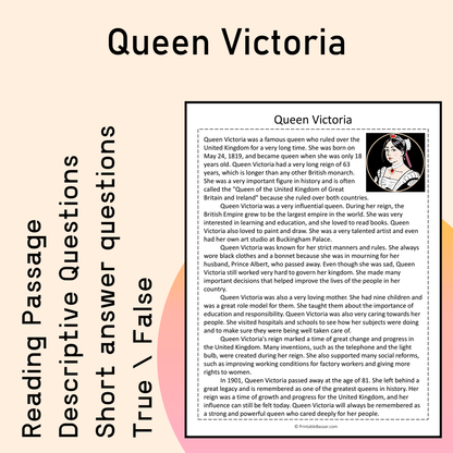Queen Victoria | Reading Comprehension Passage Printable Activity