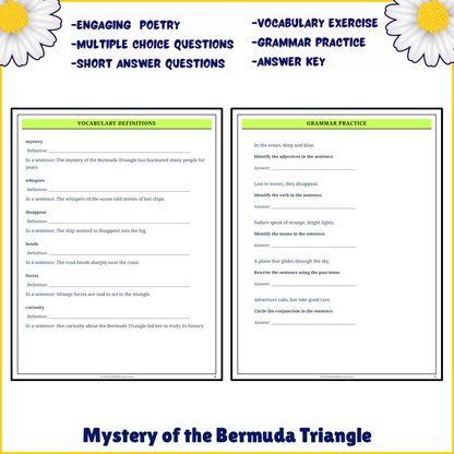 Mystery of the Bermuda Triangle | Poem Grammar Worksheet Printable Activity