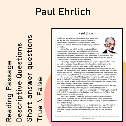 Paul Ehrlich | Reading Comprehension Passage Printable Activity