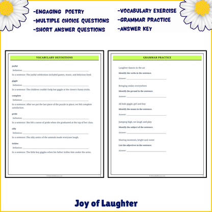 Joy of Laughter | Poem Grammar Worksheet Printable Activity