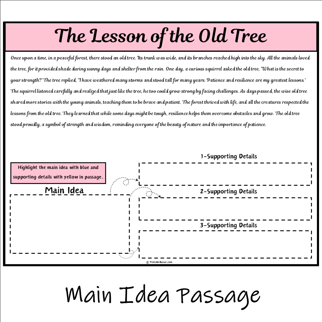 The Lesson of the Old Tree | Main Idea and Supporting Details Reading Passage and Questions