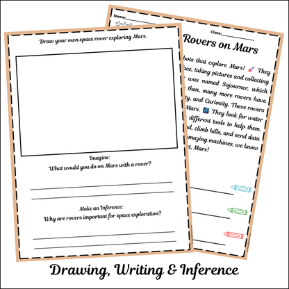 Space Rovers on Mars | Short Reading Comprehension Creative Worksheet