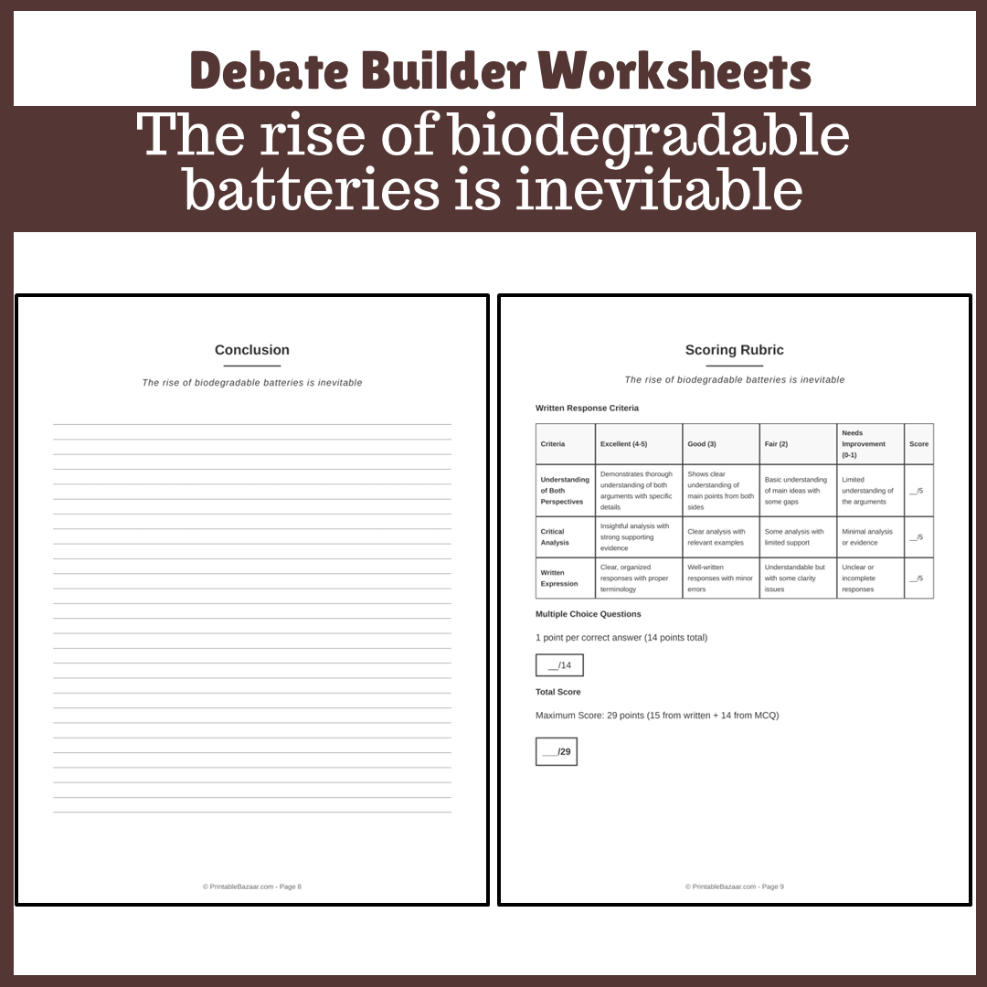 The rise of biodegradable batteries is inevitable | Favour and Against Worksheet Printable Activity