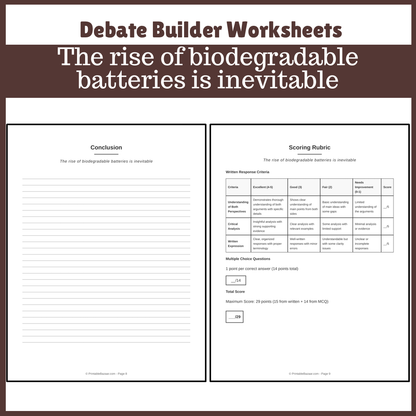 The rise of biodegradable batteries is inevitable | Favour and Against Worksheet Printable Activity