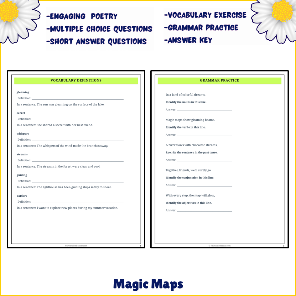 Magic Maps | Poem Grammar Worksheet Printable Activity