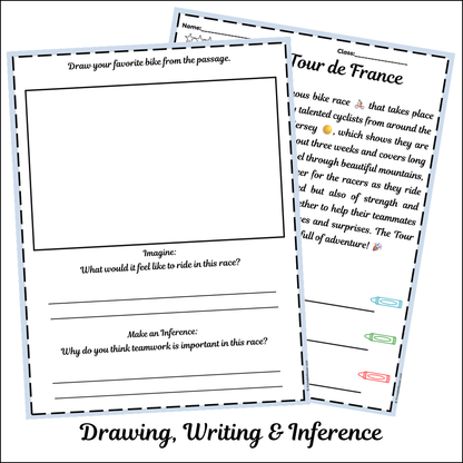 The Tour de France | Short Reading Comprehension Creative Worksheet