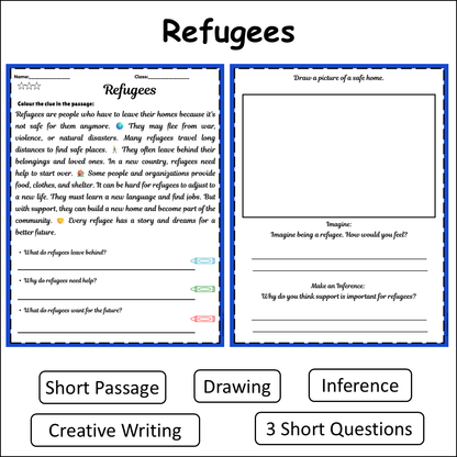 Refugees | Short Reading Comprehension Creative Worksheet