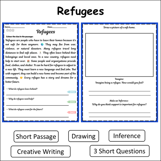 Refugees | Short Reading Comprehension Creative Worksheet