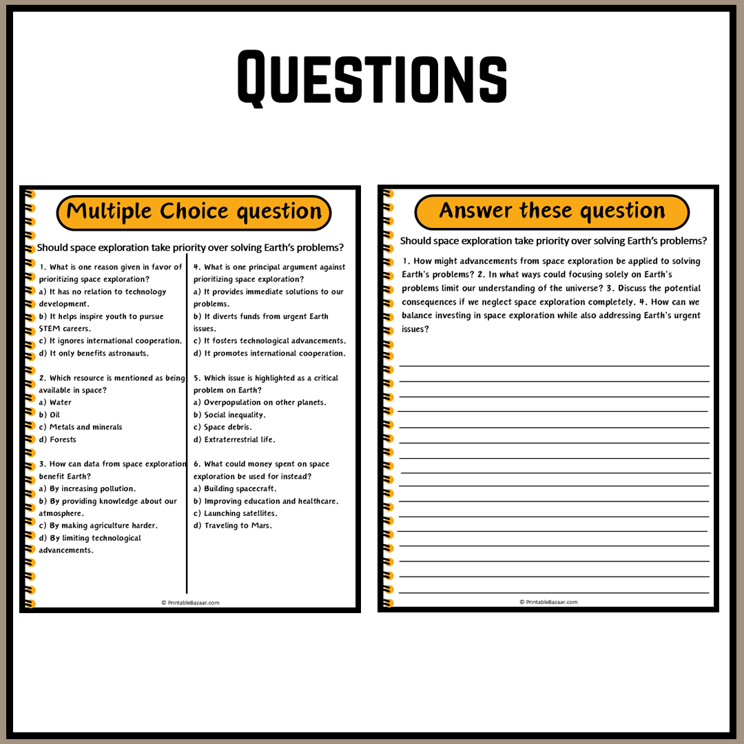 Should space exploration take priority over solving Earth’s problems? | Debate Case Study Worksheet