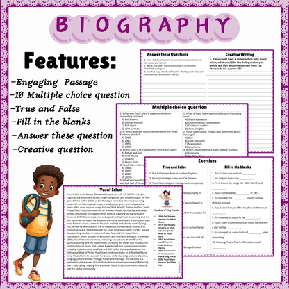 Yusuf Islam | Biography Reading Comprehension and Questions Worksheet